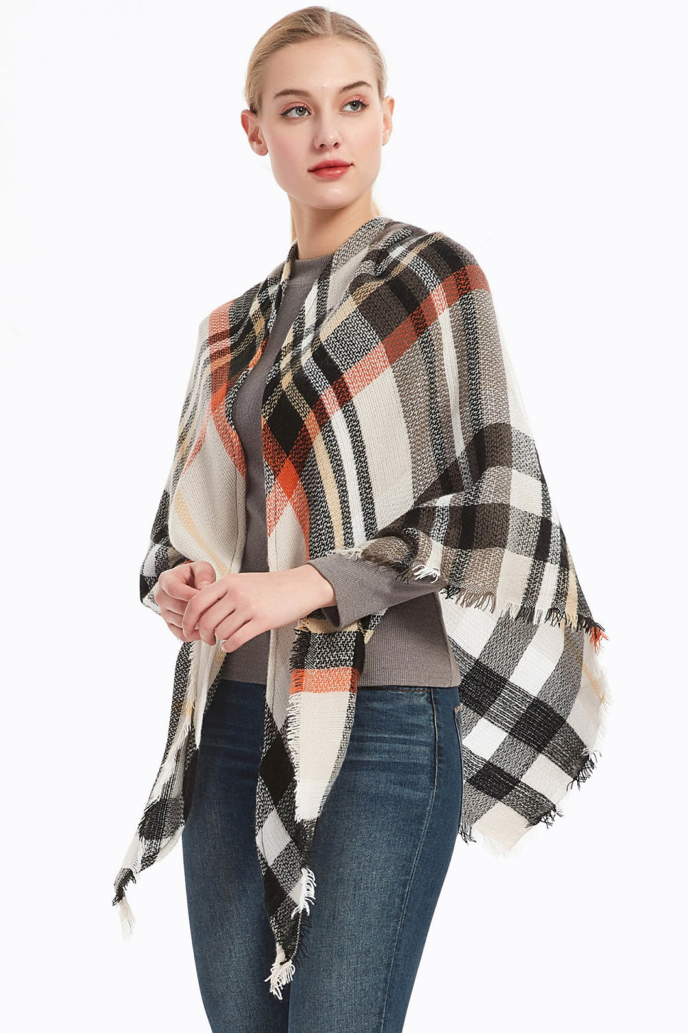 Faux cashmere plaid scarf