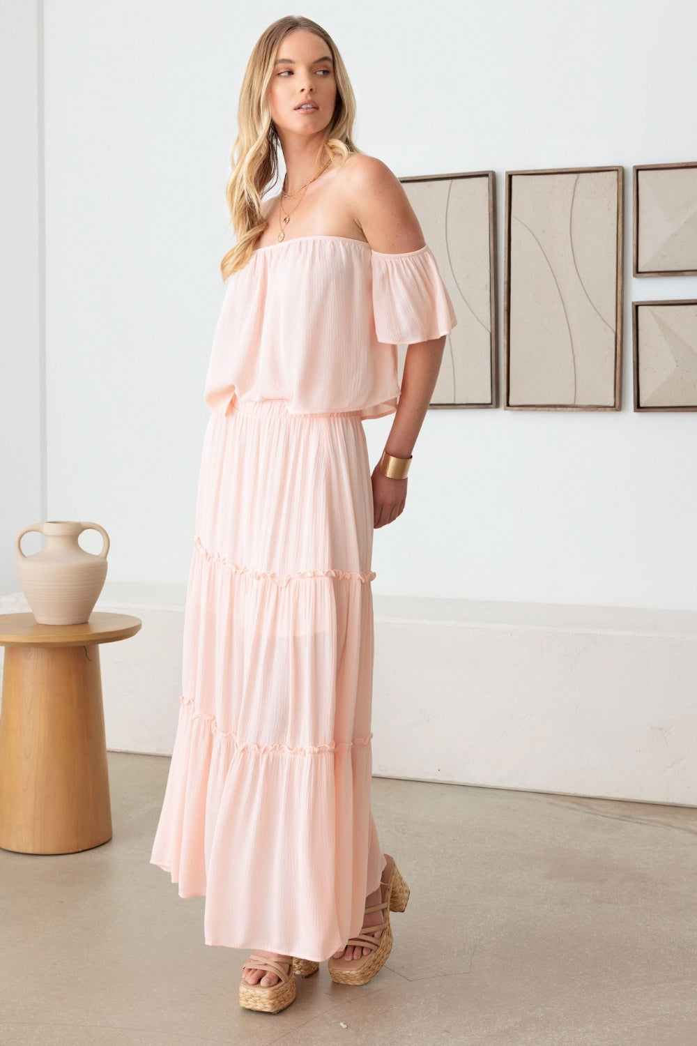 Gilli frill off-shoulder tiered dress