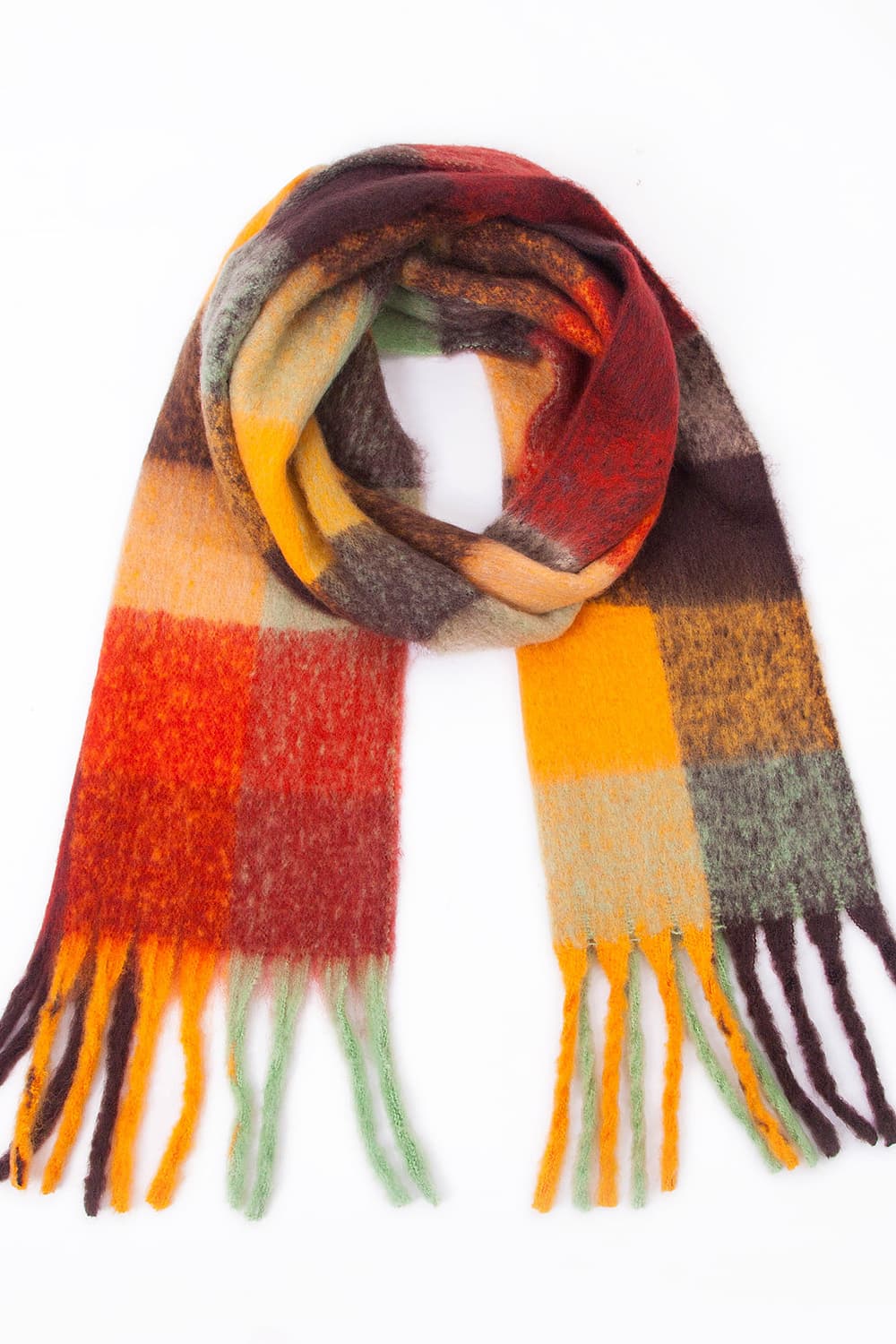 Fringe detail polyester scarf - style c / one size