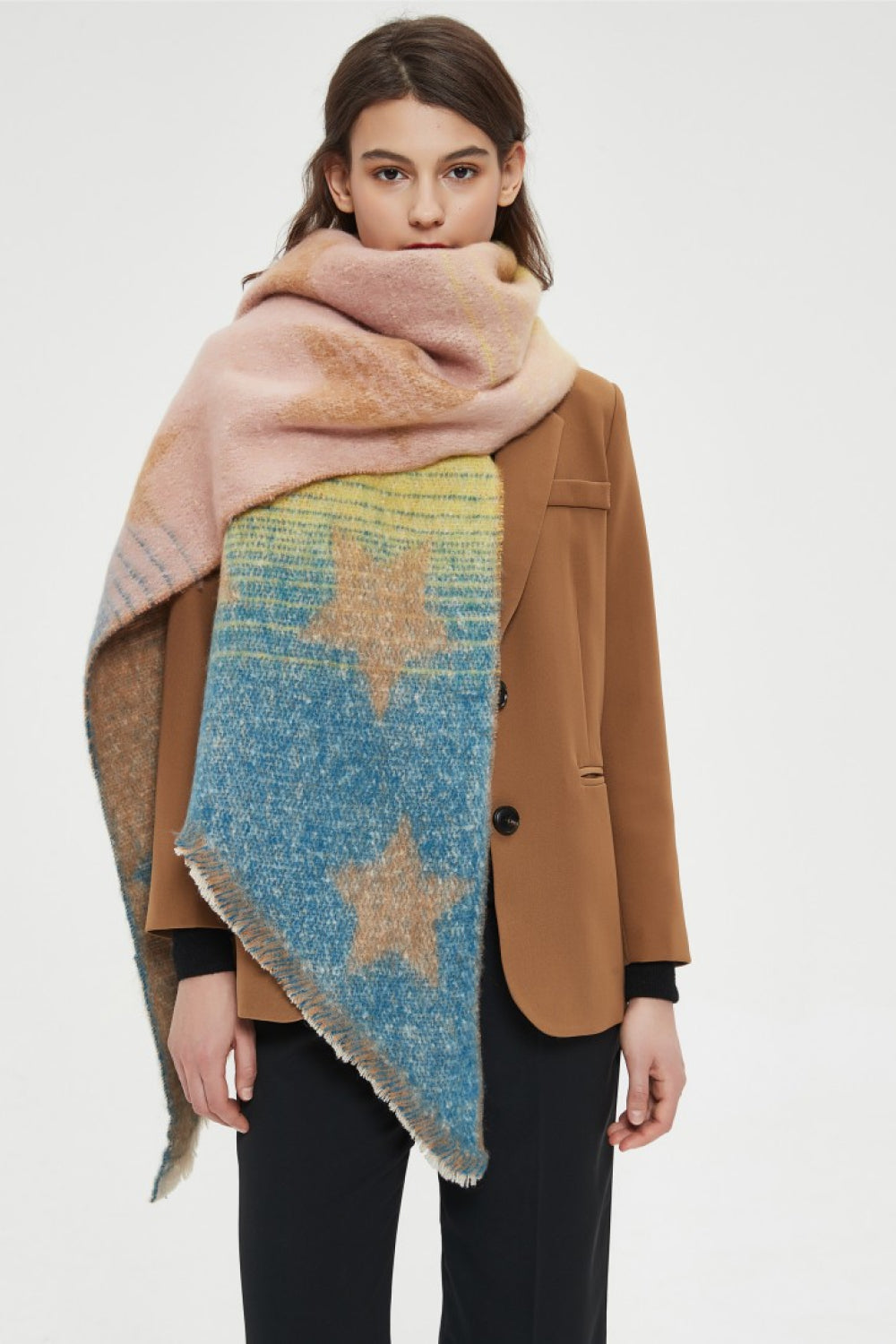 Raw hem polyester scarf