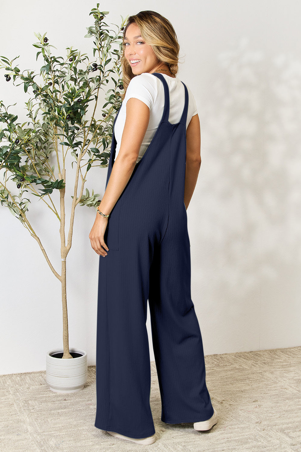 Double take full size wide strap overall with pockets