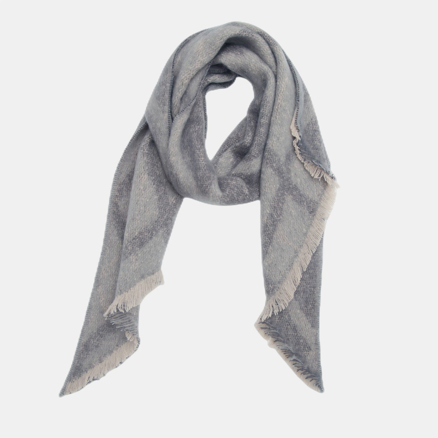 Raw hem polyester scarf - light gray / one size