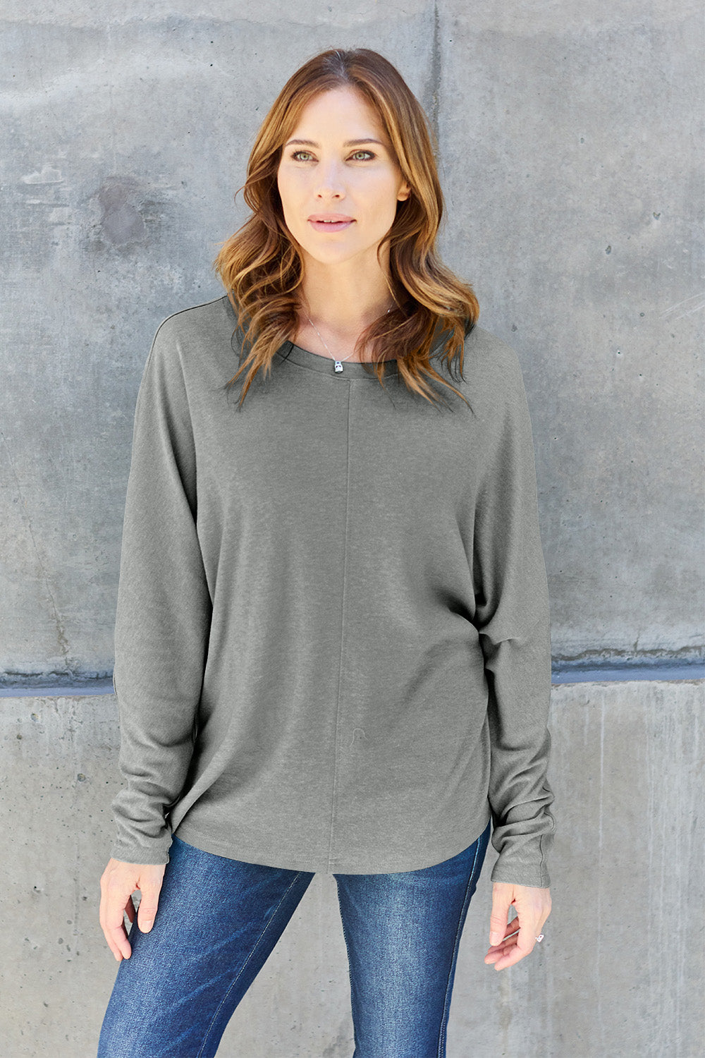 Double take full size round neck long sleeve t-shirt