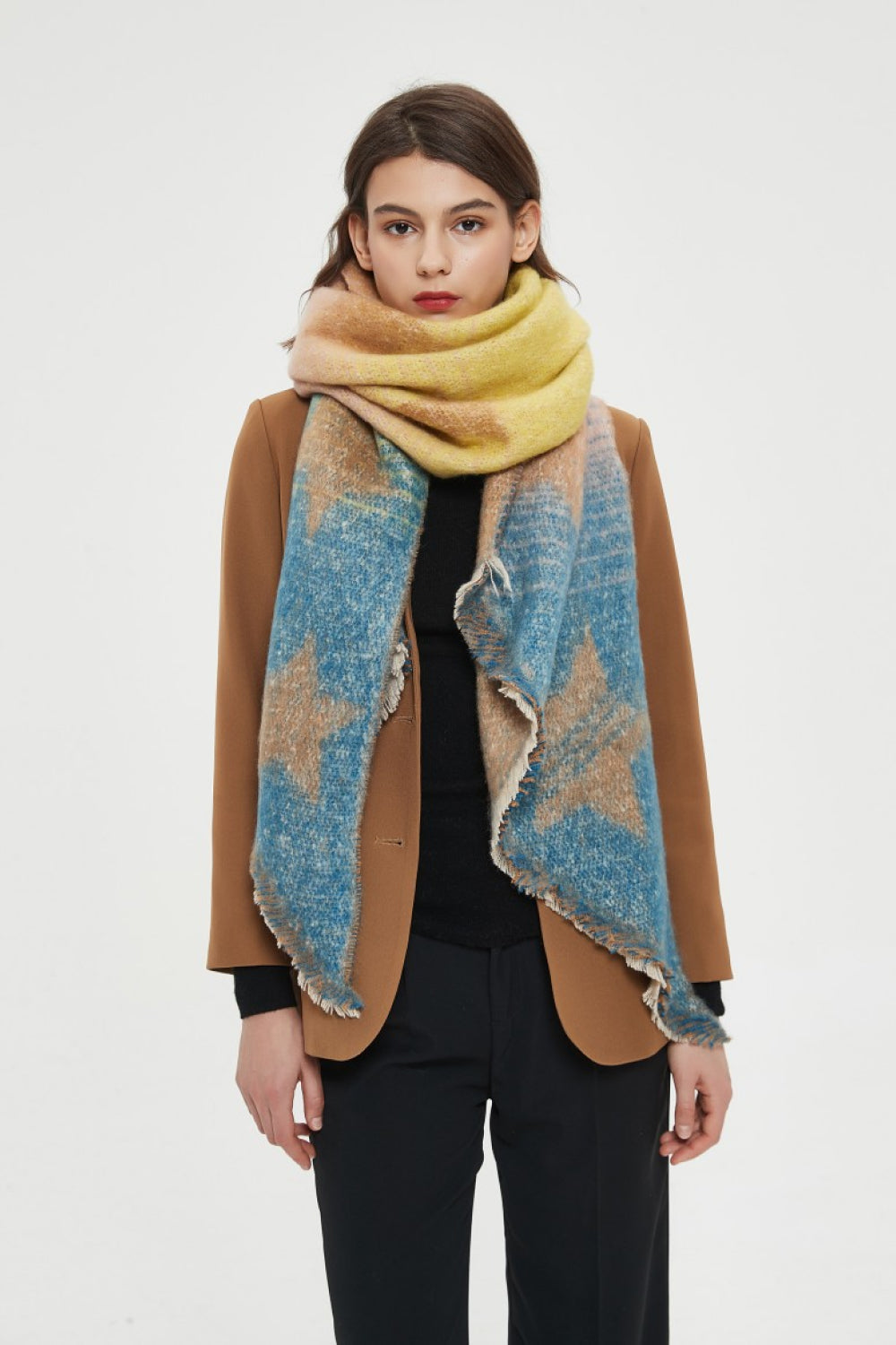 Raw hem polyester scarf