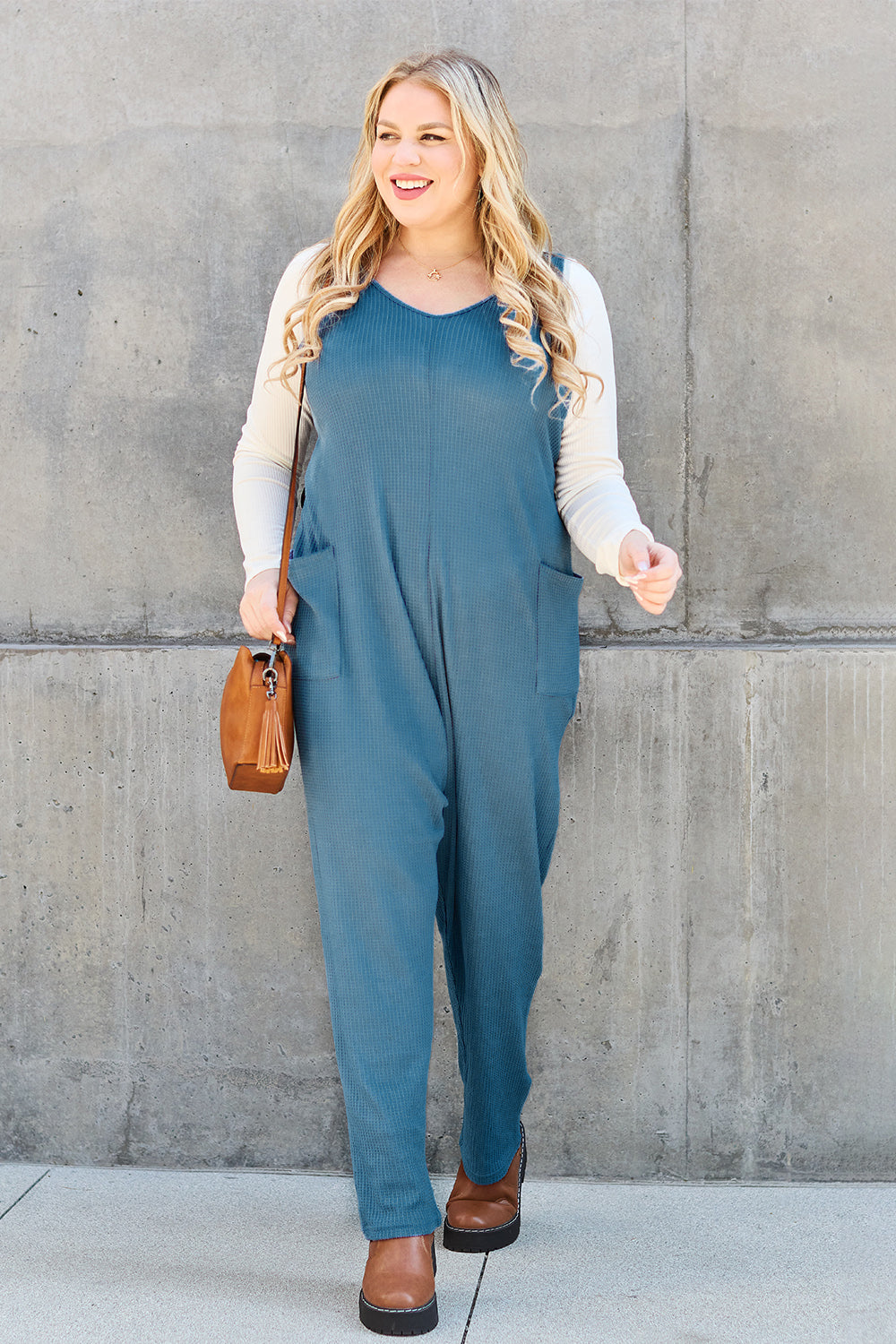 Double take full size sleeveless straight jumpsuit