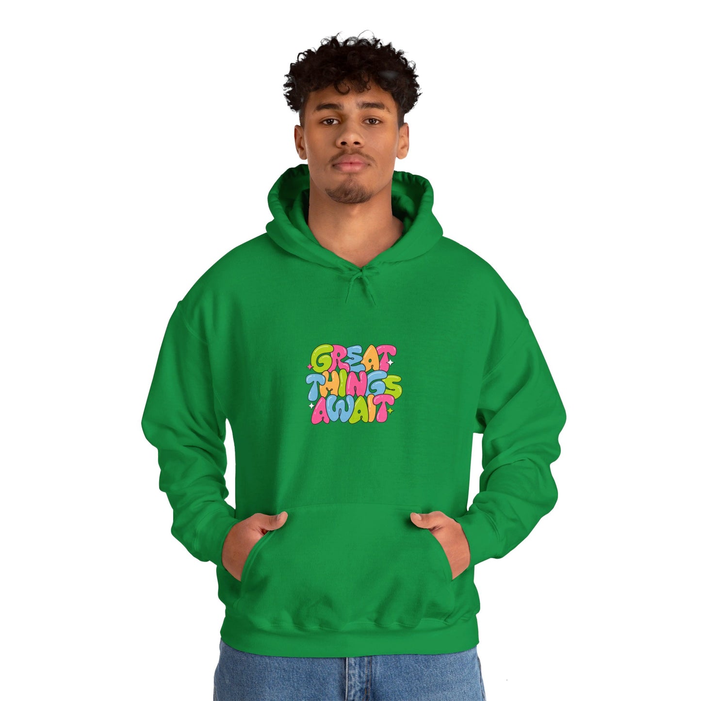 Kay chimba great things await unisex heavy blend™ hooded sweatshirt - irish green / s - hoodie