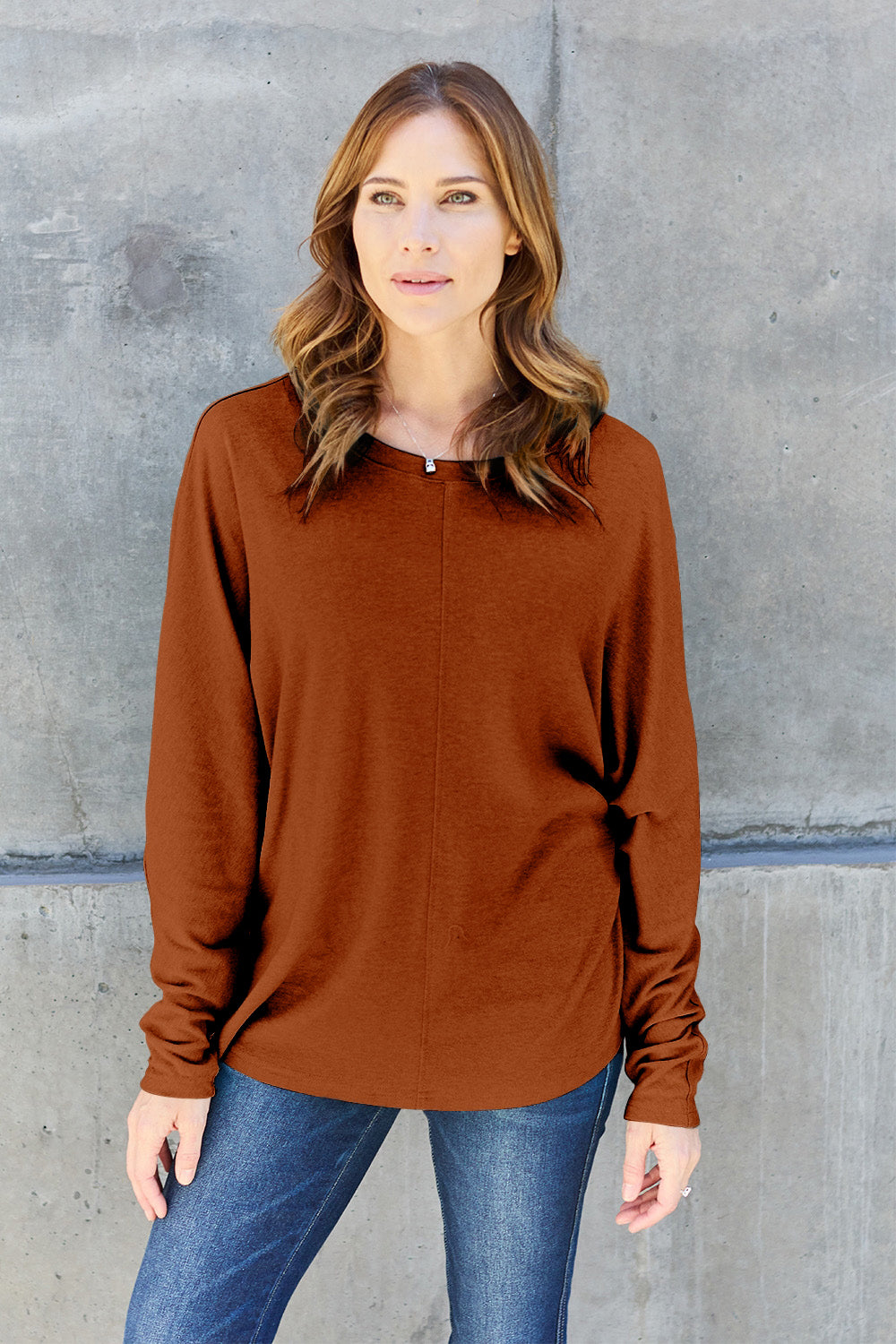 Double take full size round neck long sleeve t-shirt