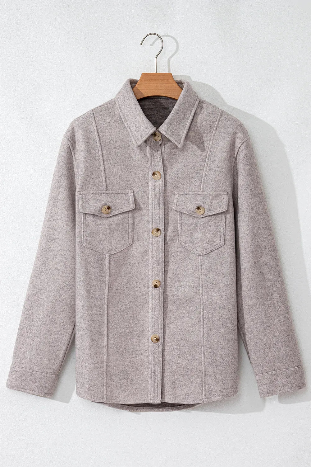 Button up collared neck long sleeve jacket