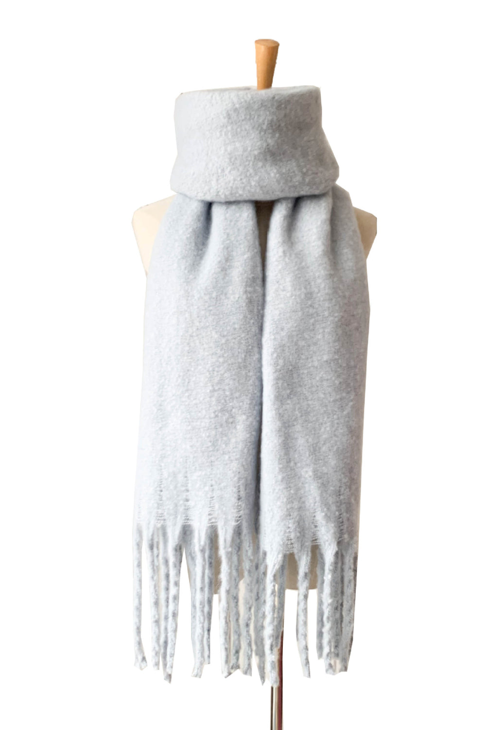 Fringe detail polyester scarf - light blue / one size