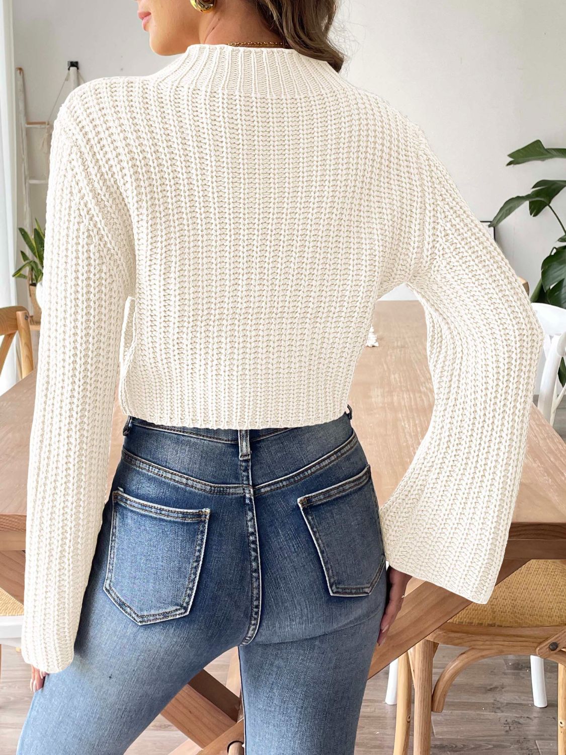 Mock neck long sleeve sweater