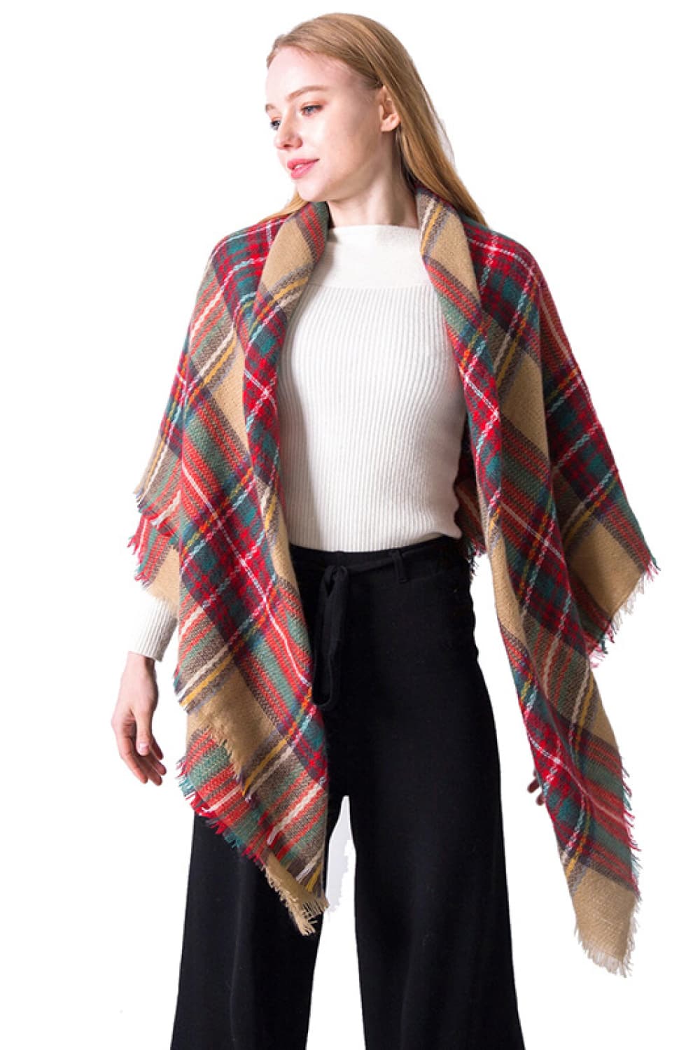 Plaid imitation cashmere scarf