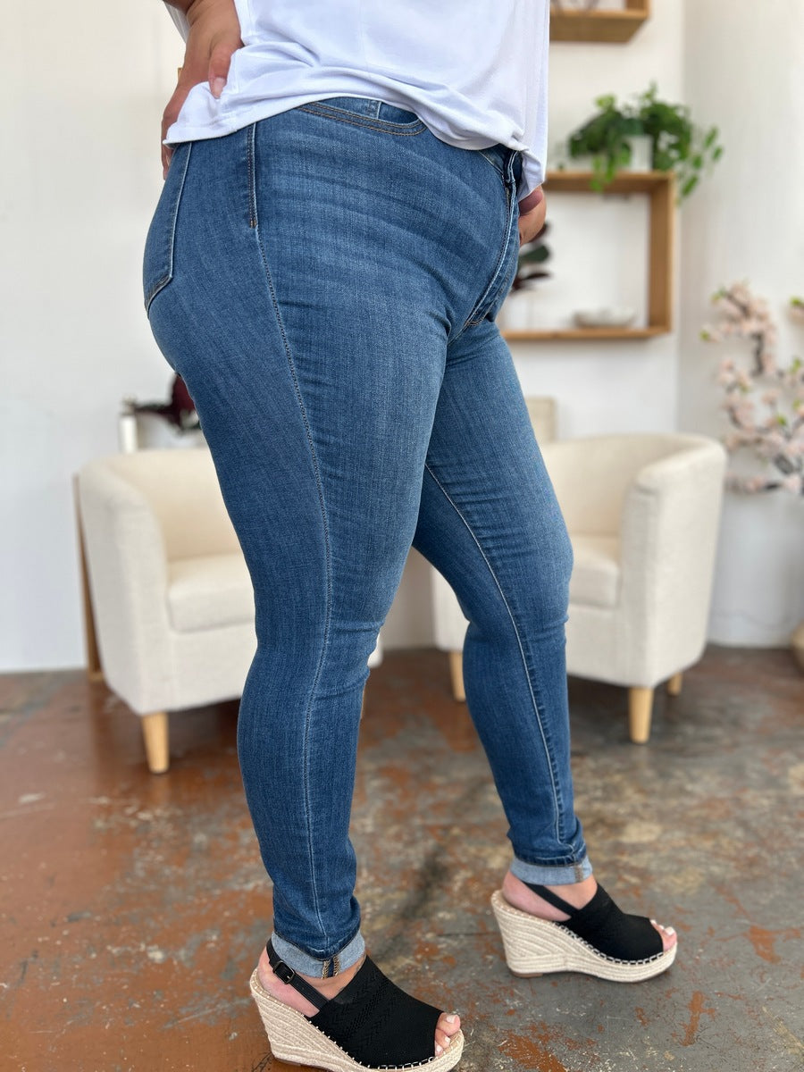 Judy blue full size cuffed hem skinny jeans