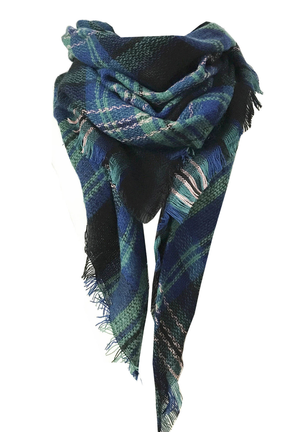 Faux cashmere plaid scarf - style c / one size