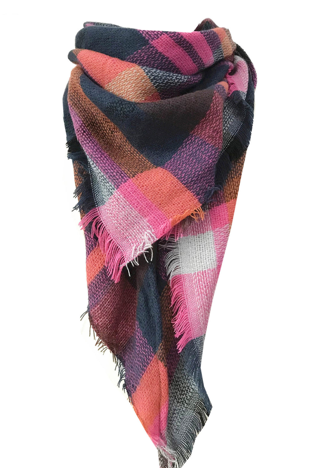 Faux cashmere plaid scarf - style b / one size