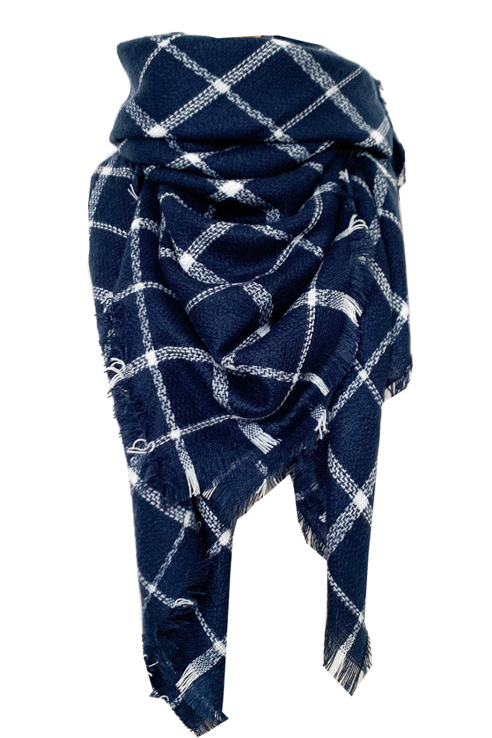 Faux cashmere plaid scarf - style h / one size