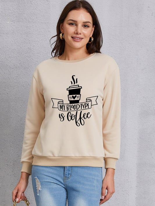 My bloodtype is coffee round neck sweatshirt - khaki / s