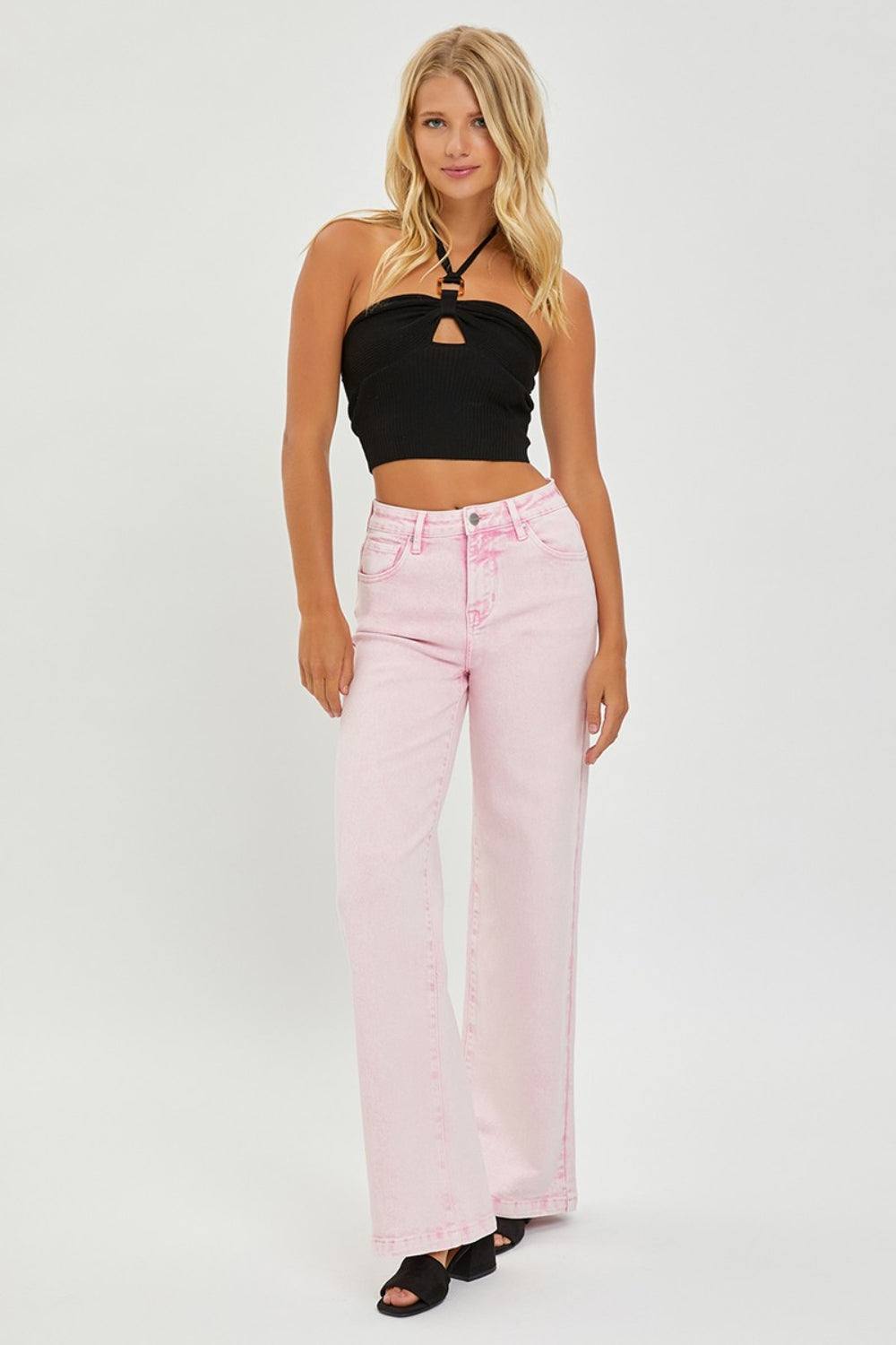 Risen full size high rise tummy control wide leg jeans