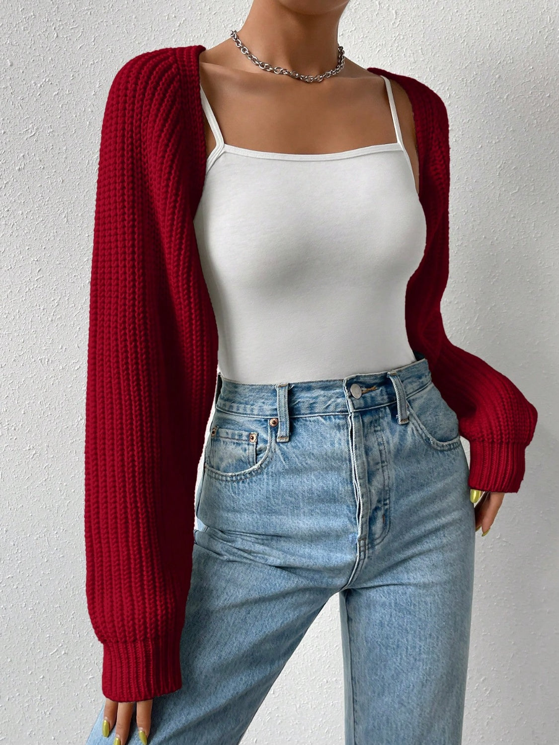 Honey open front long sleeve cropped cardigan