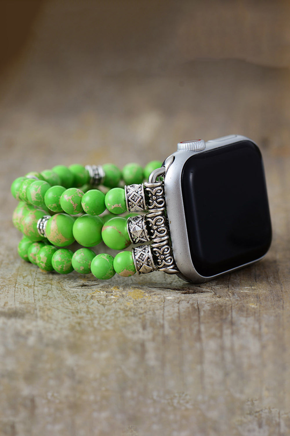 Synthetic imperial jasper beaded watchband bracelet