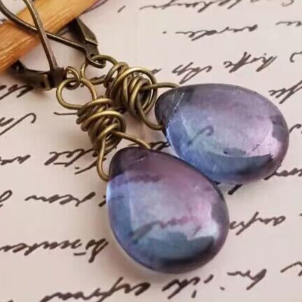 Alloy gemstone drop earrings