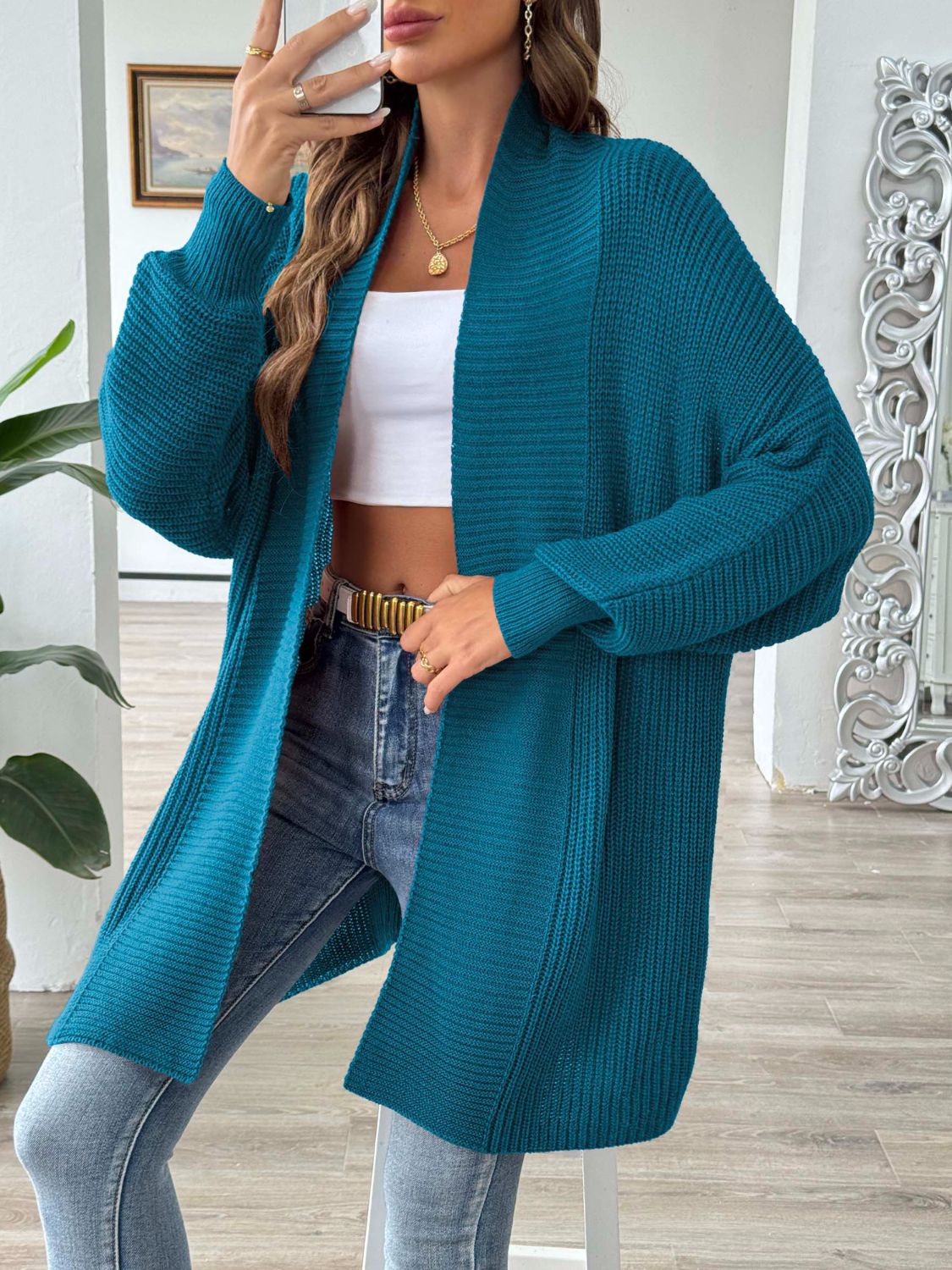 Open front long sleeve cardigan