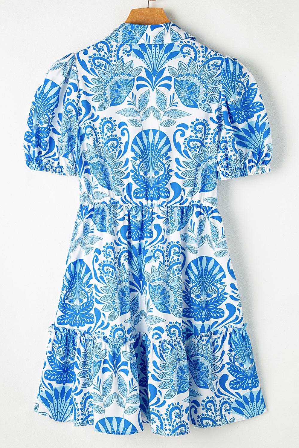 Tiered printed short sleeve mini dress