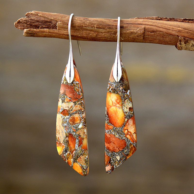 Gold-plated copper dangle earrings - tangerine/silver / one size