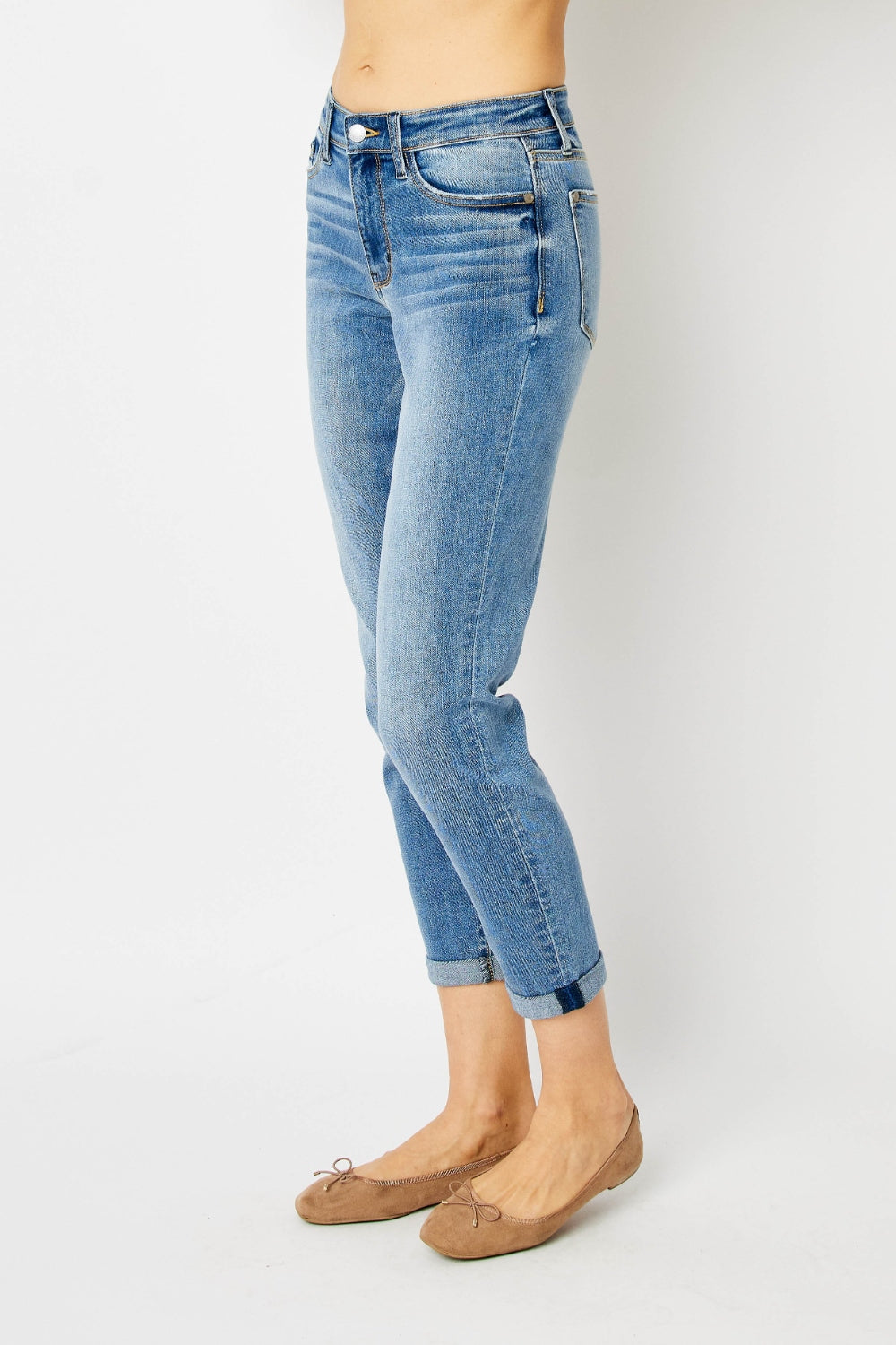 Judy blue full size cuffed hem slim jeans