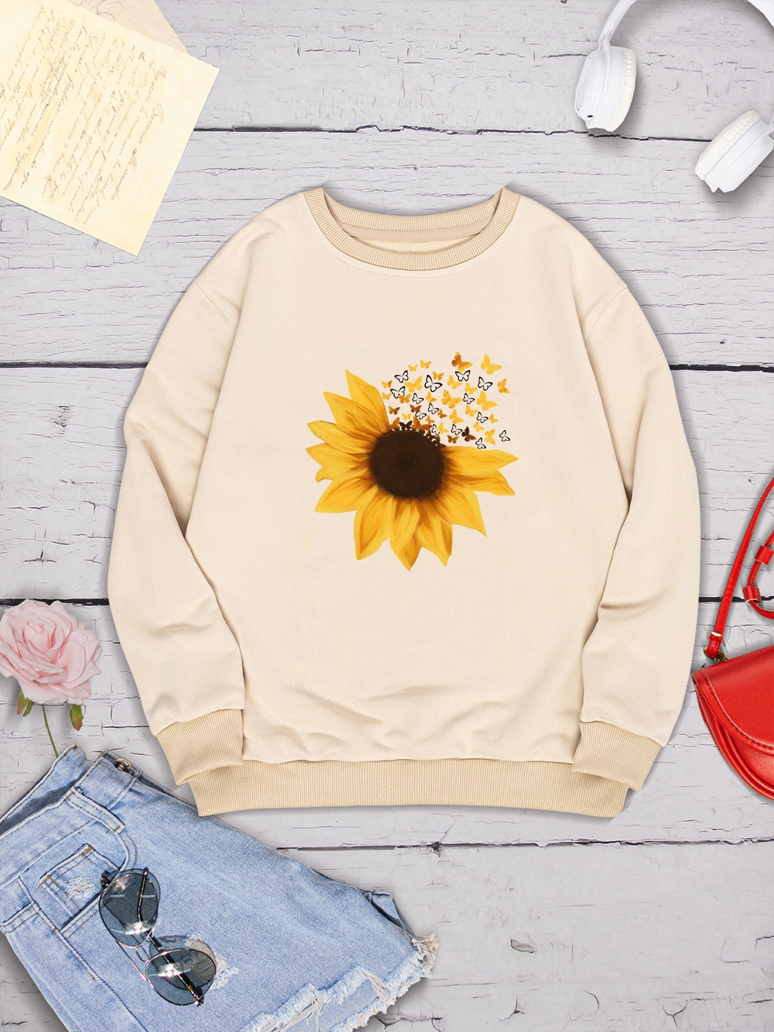 Sunflower round neck dropped shoulder sweatshirt