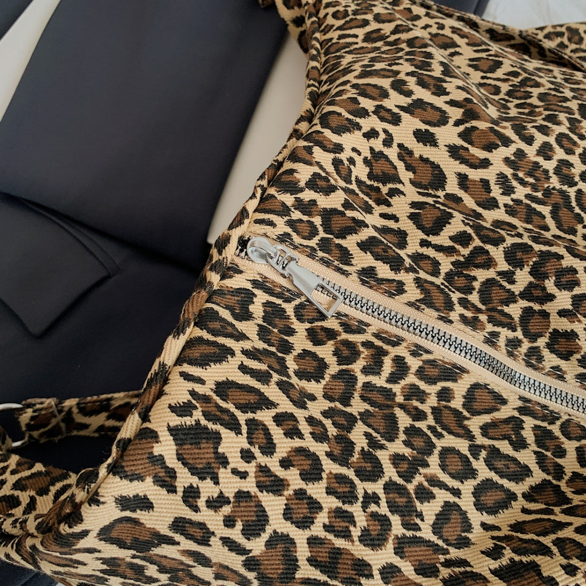 Leopard polyester tote bag