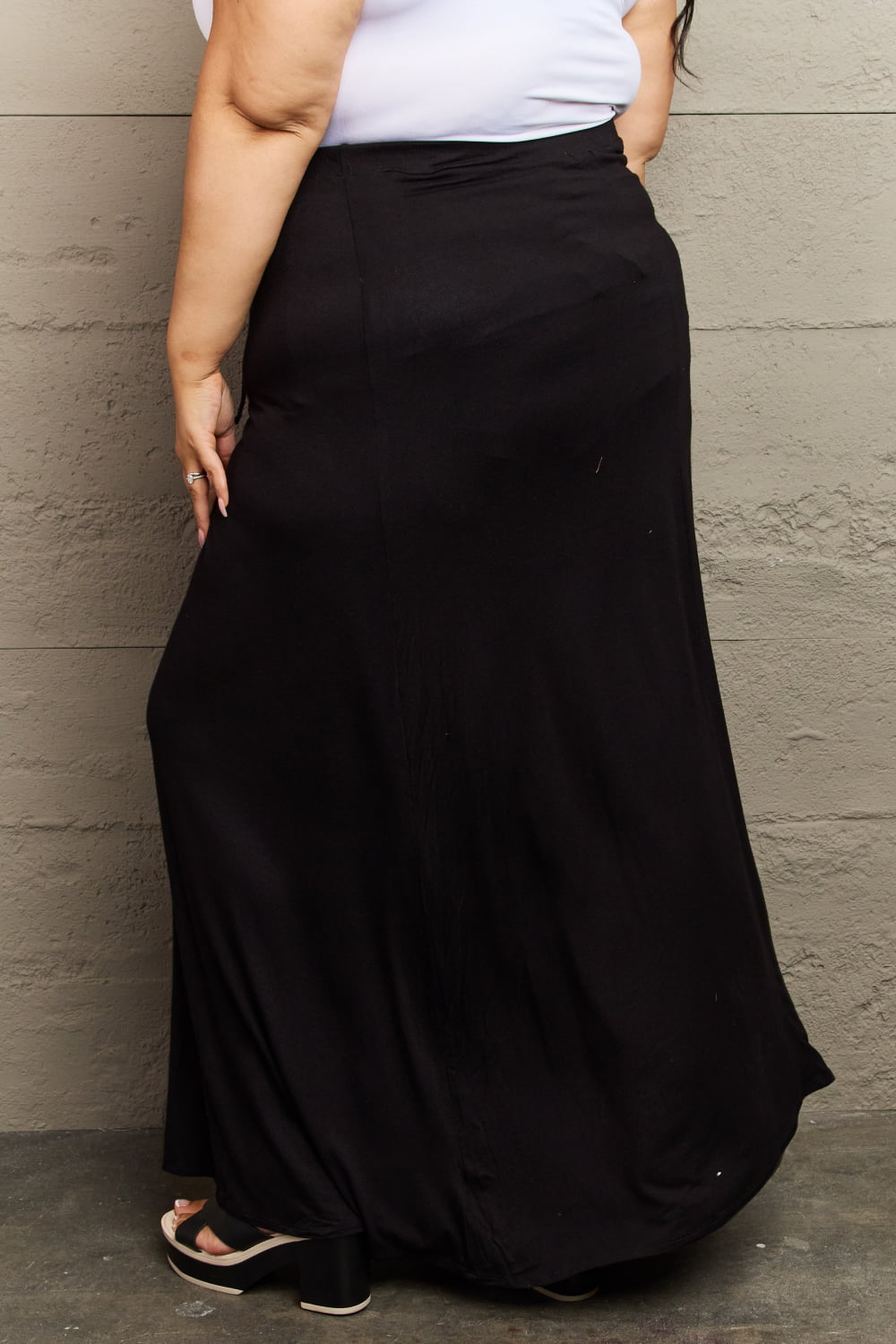 Culture code for the day full size flare maxi skirt in black