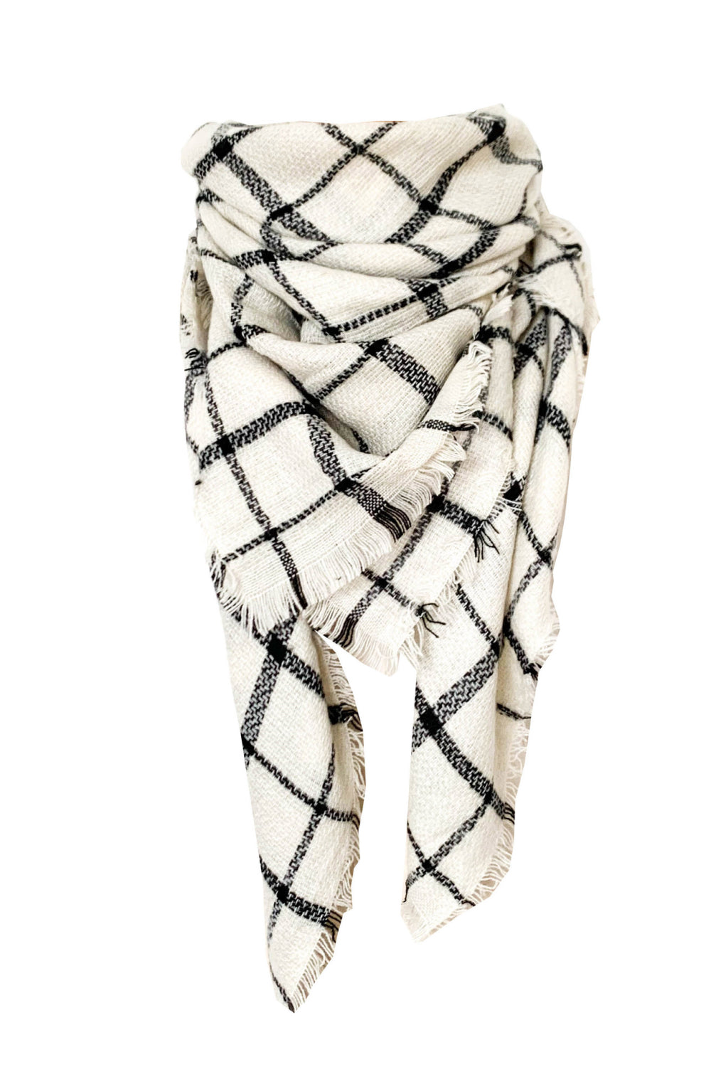 Faux cashmere plaid scarf - style i / one size