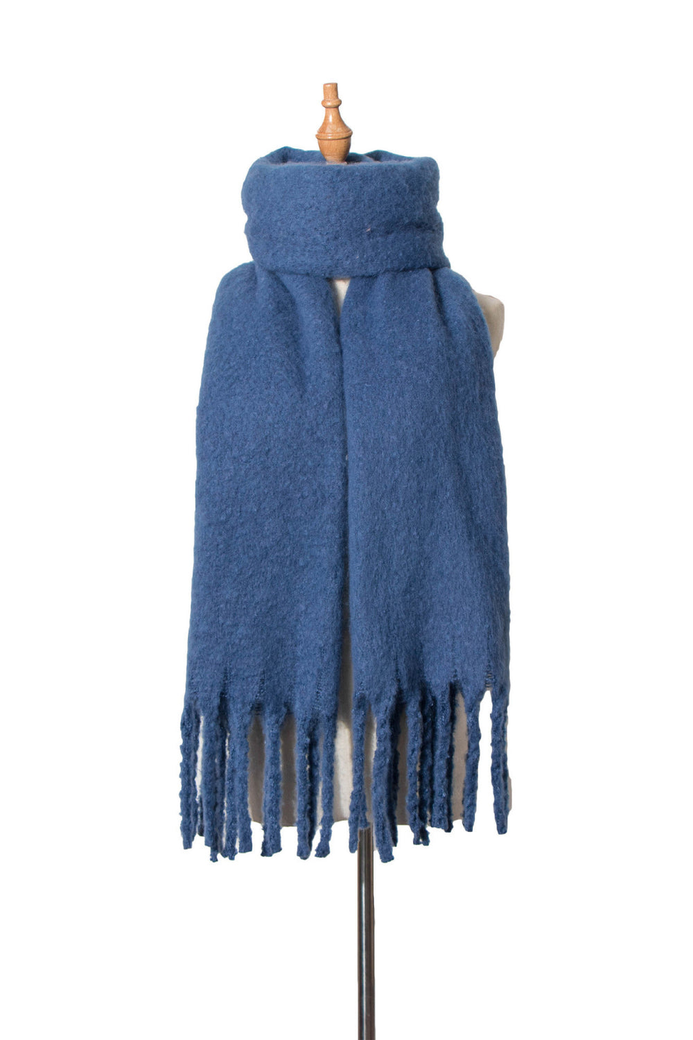 Fringe detail polyester scarf