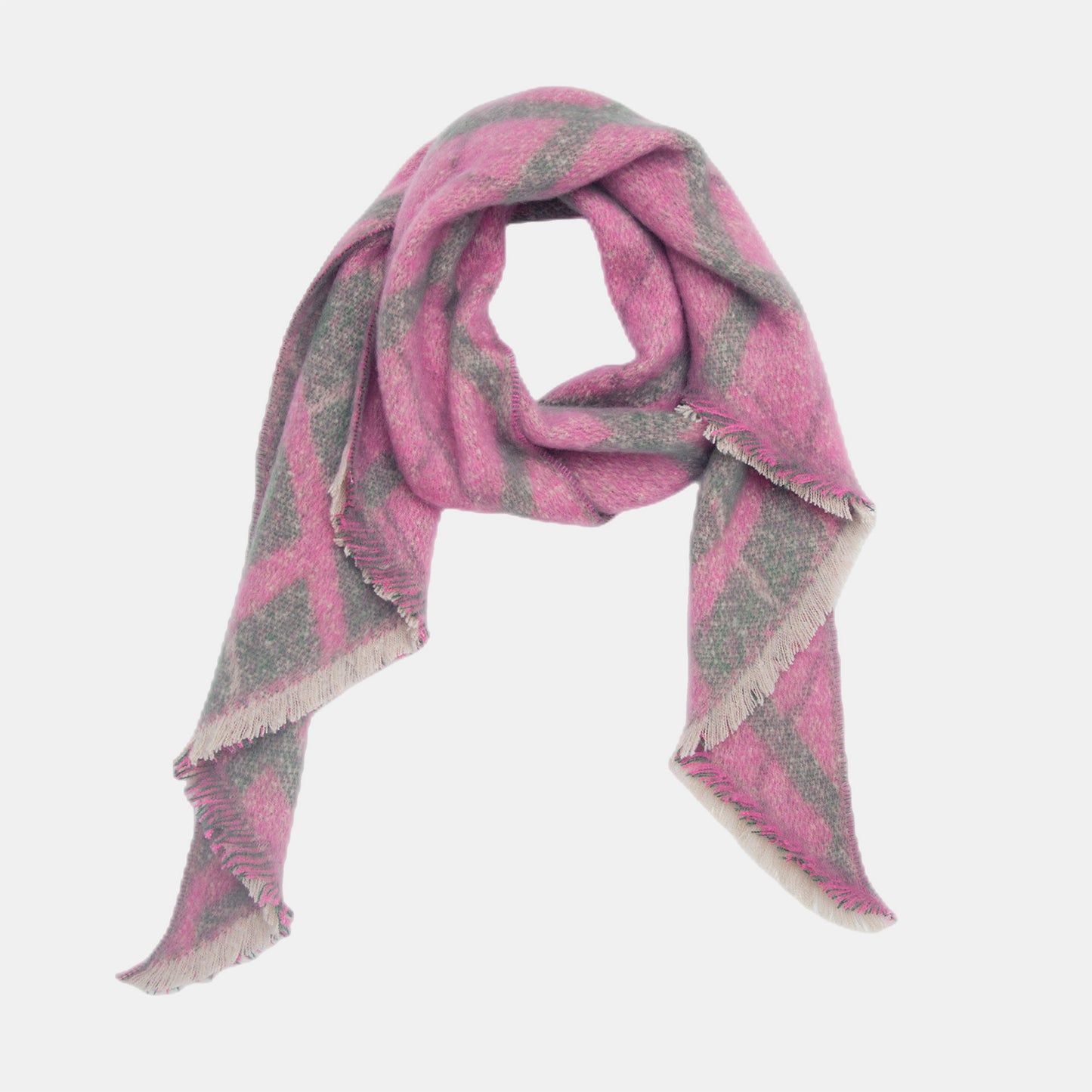 Raw hem polyester scarf - pink / one size