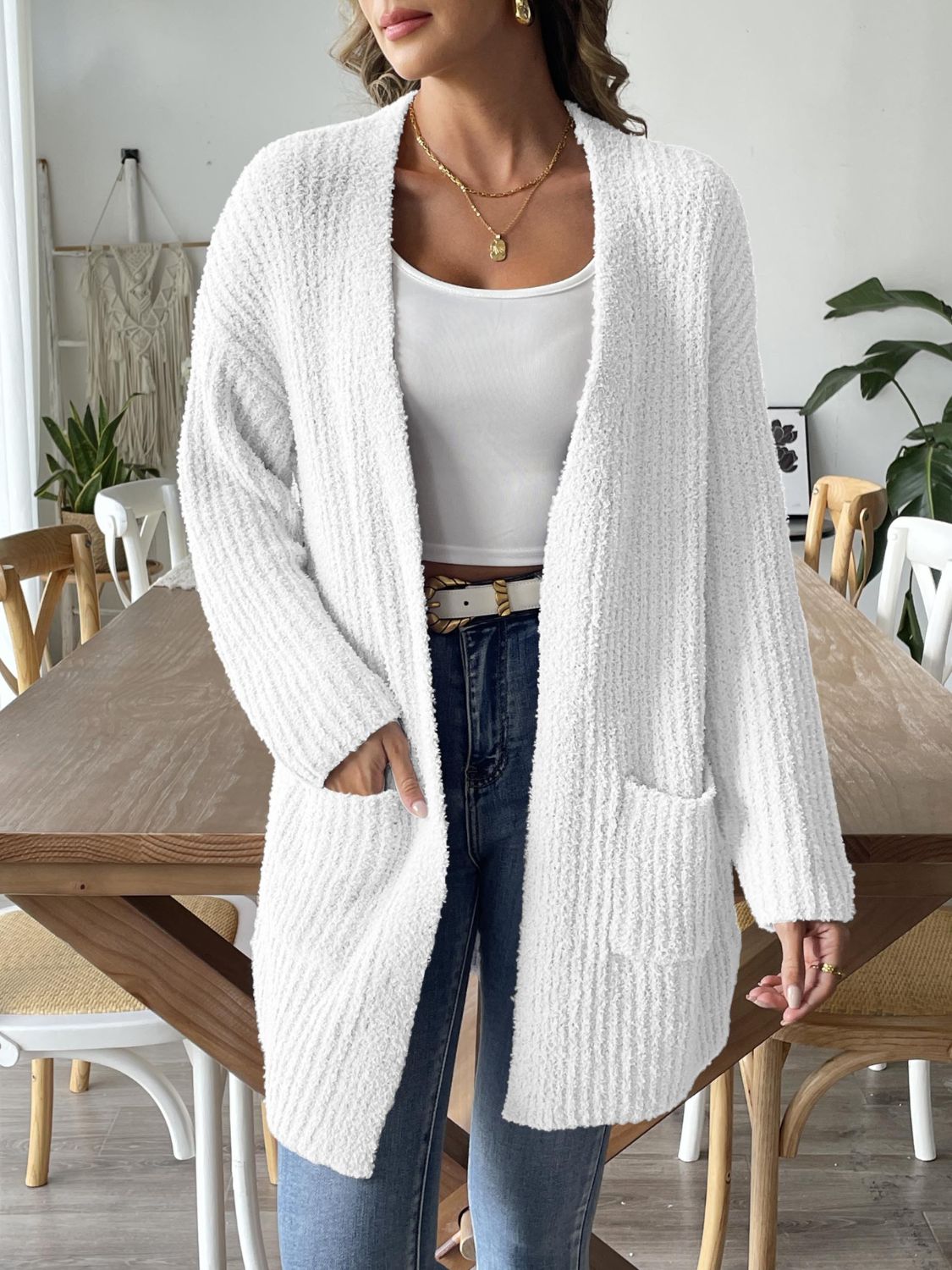 Open front long sleeve cardigan