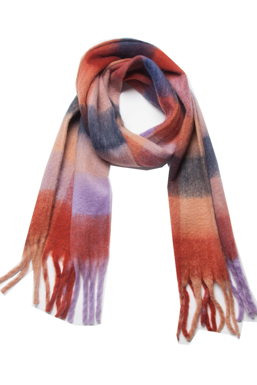 Fringe detail polyester scarf - style j / one size