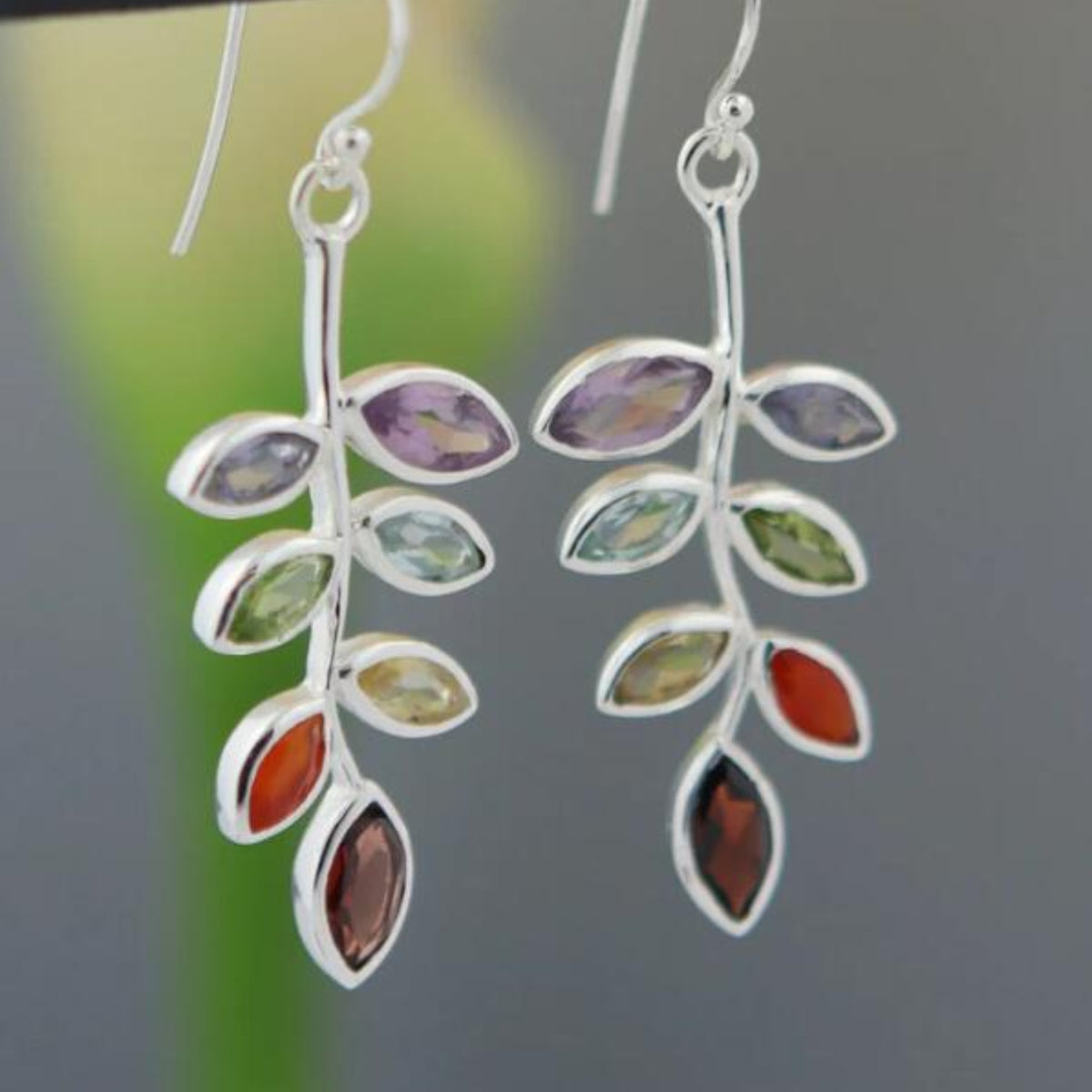 Leaf shape alloy earrings - multicolor / one size