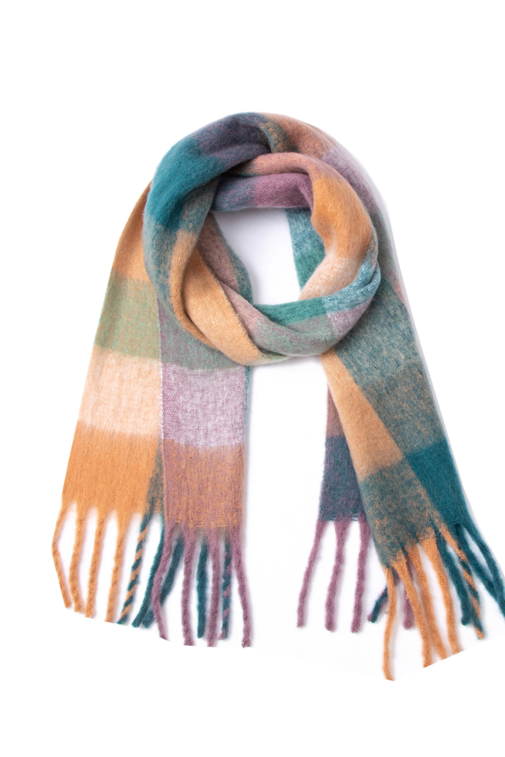 Fringe detail polyester scarf - style h / one size