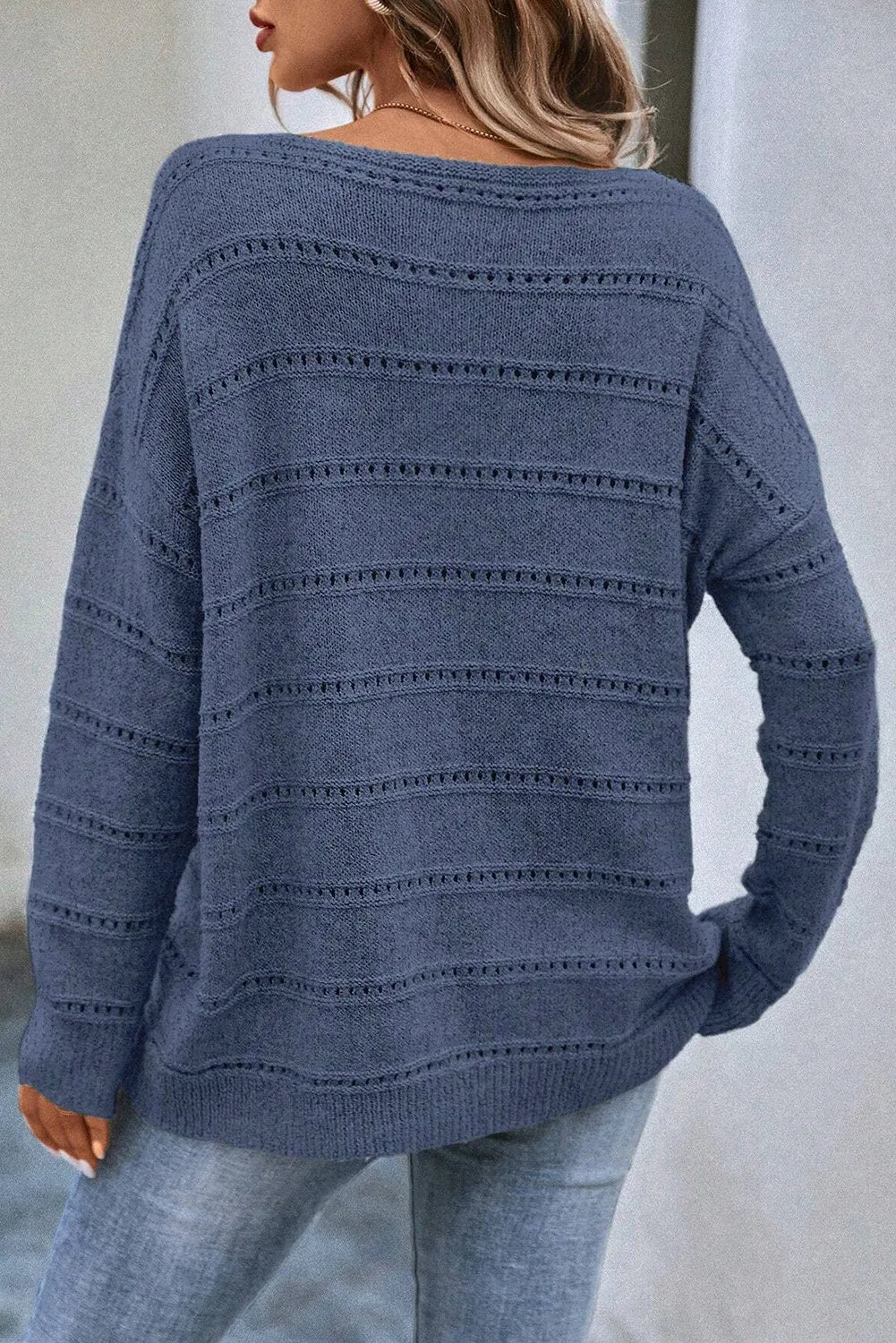 Boat neck dropped shoulder sweater