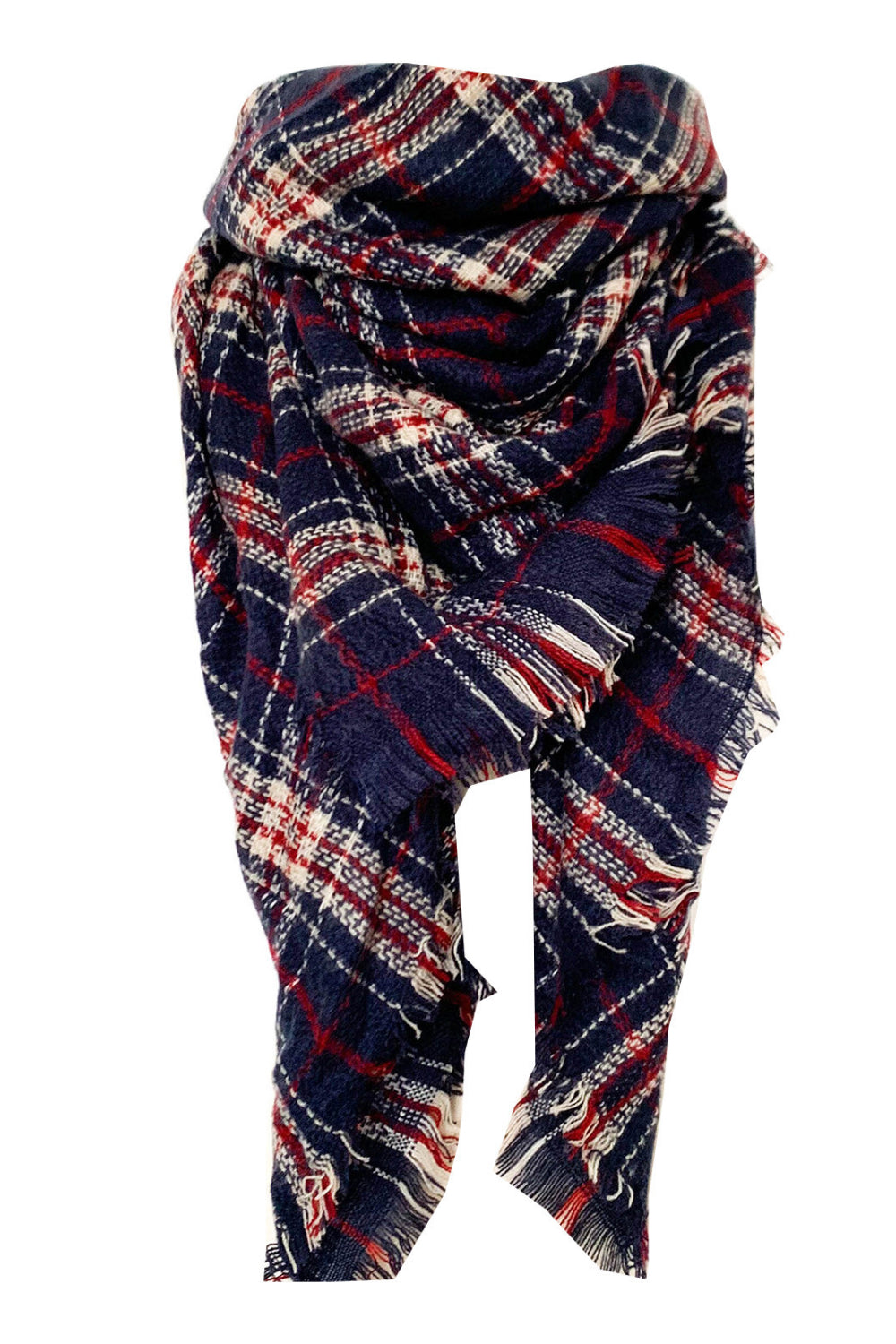 Faux cashmere plaid scarf - style d / one size