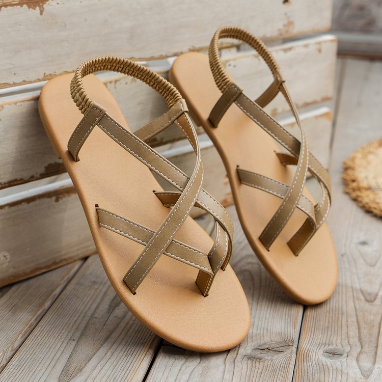 Pu leather crisscross flat sandals