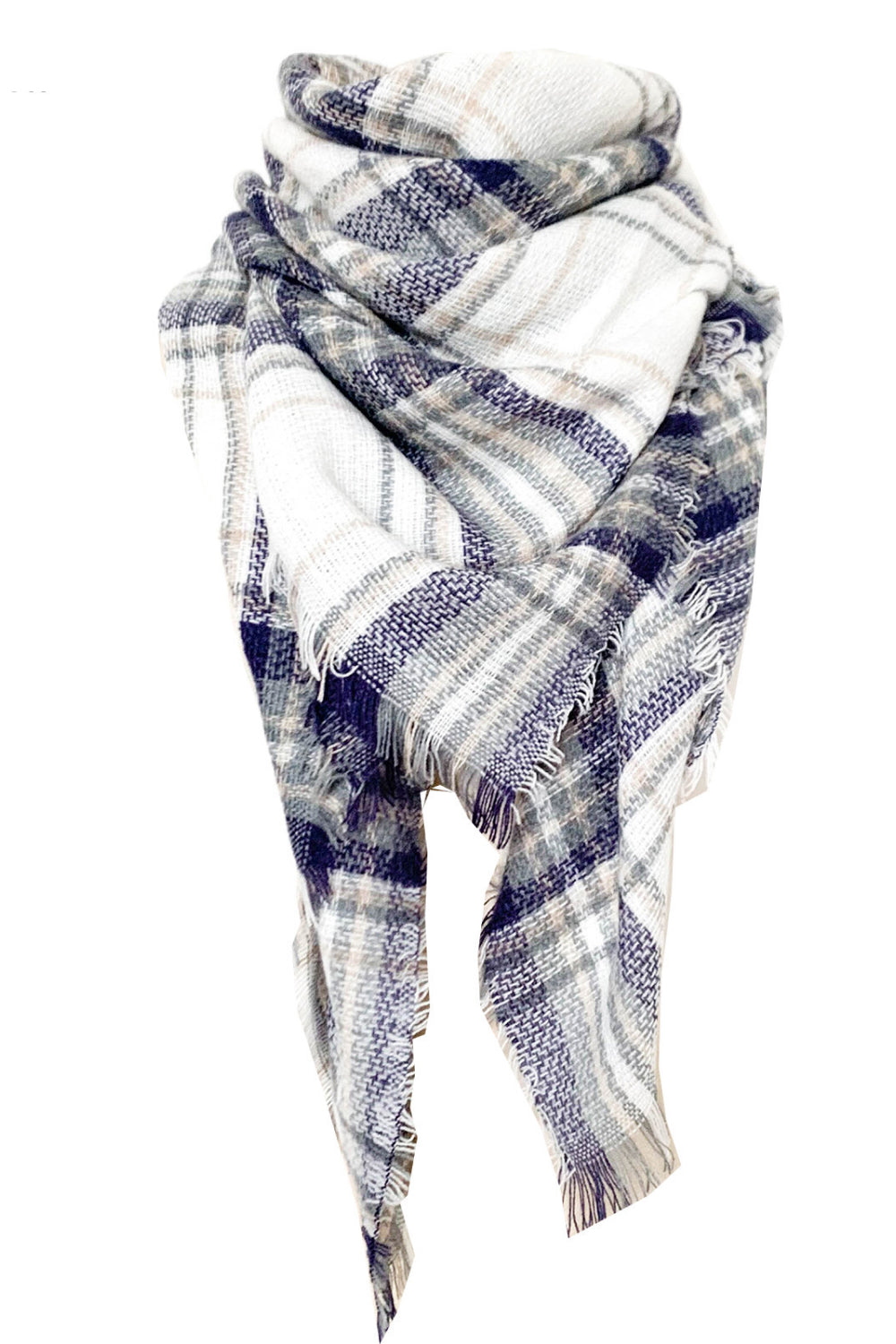 Faux cashmere plaid scarf - style a / one size