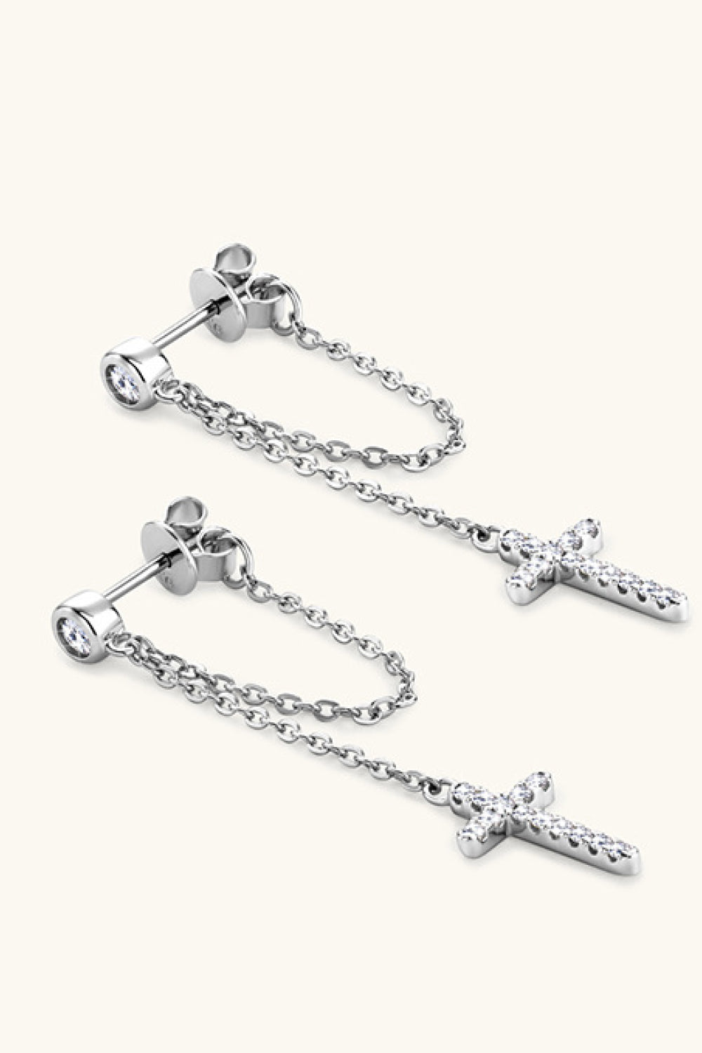 Moissanite 925 sterling silver cross earrings