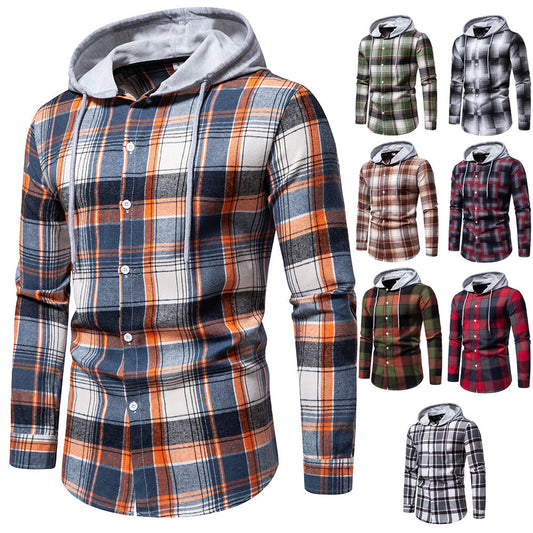 Plaid long sleeve top casual shirt