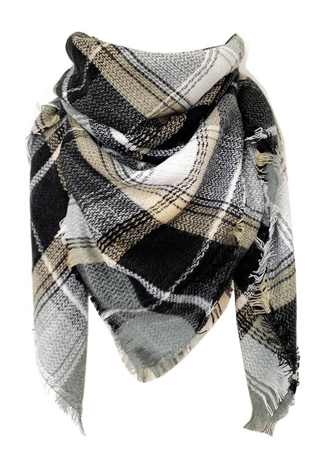 Faux cashmere plaid scarf - style e / one size