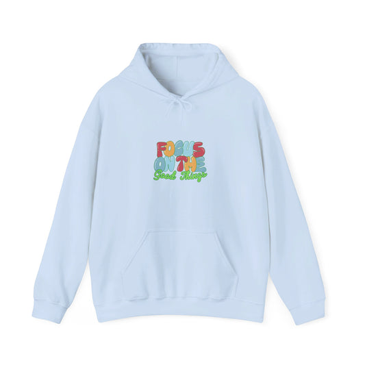 Kay chimba focus on the good things unisex heavy blend™ hooded sweatshirt - light blue / s - hoodie