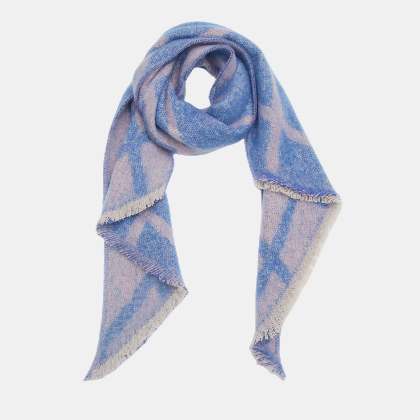 Raw hem polyester scarf - light blue / one size