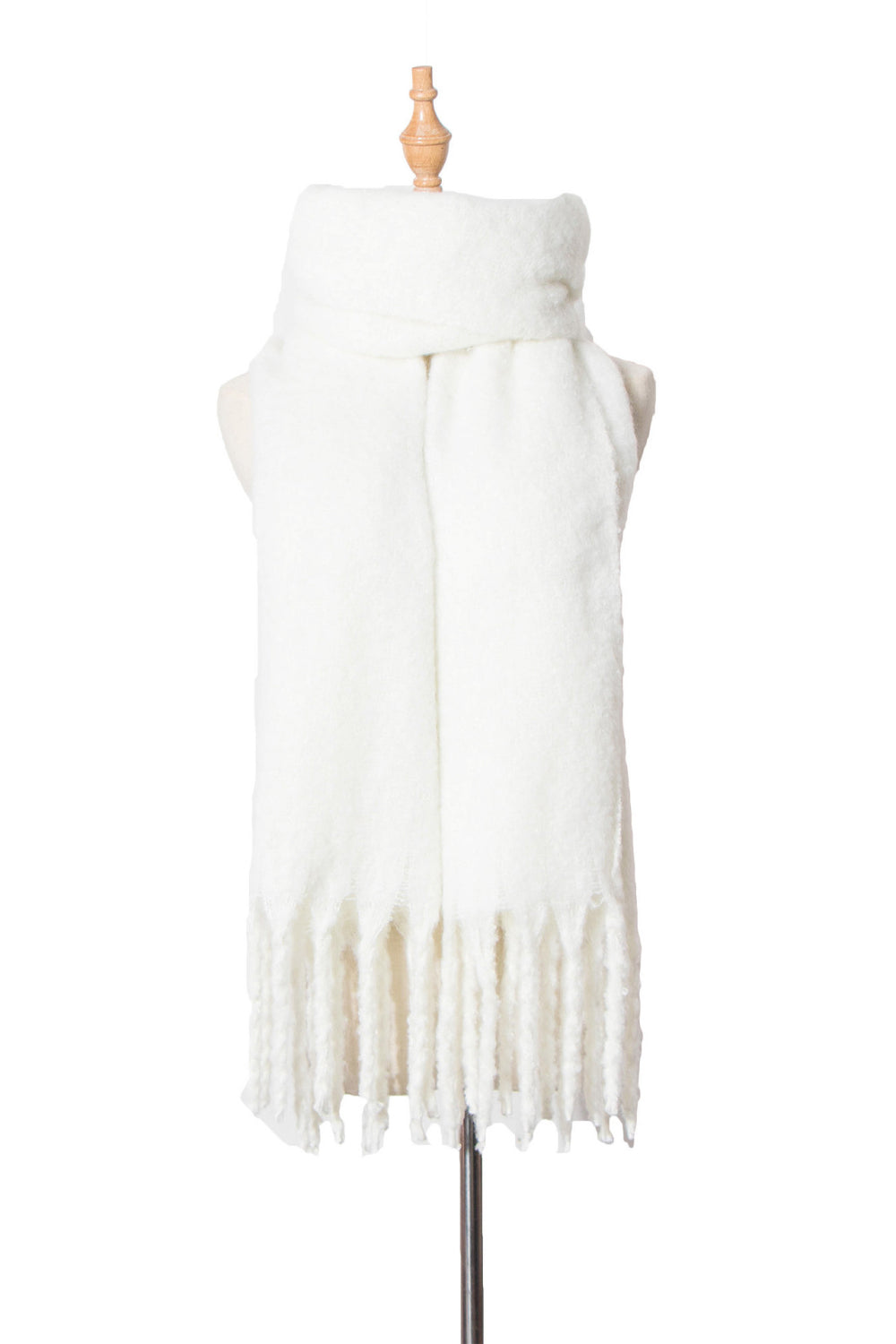 Fringe detail polyester scarf