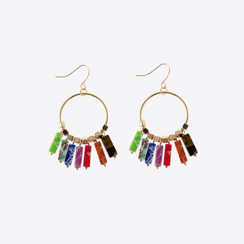 Multicolored stone dangle earrings - multicolor / one size