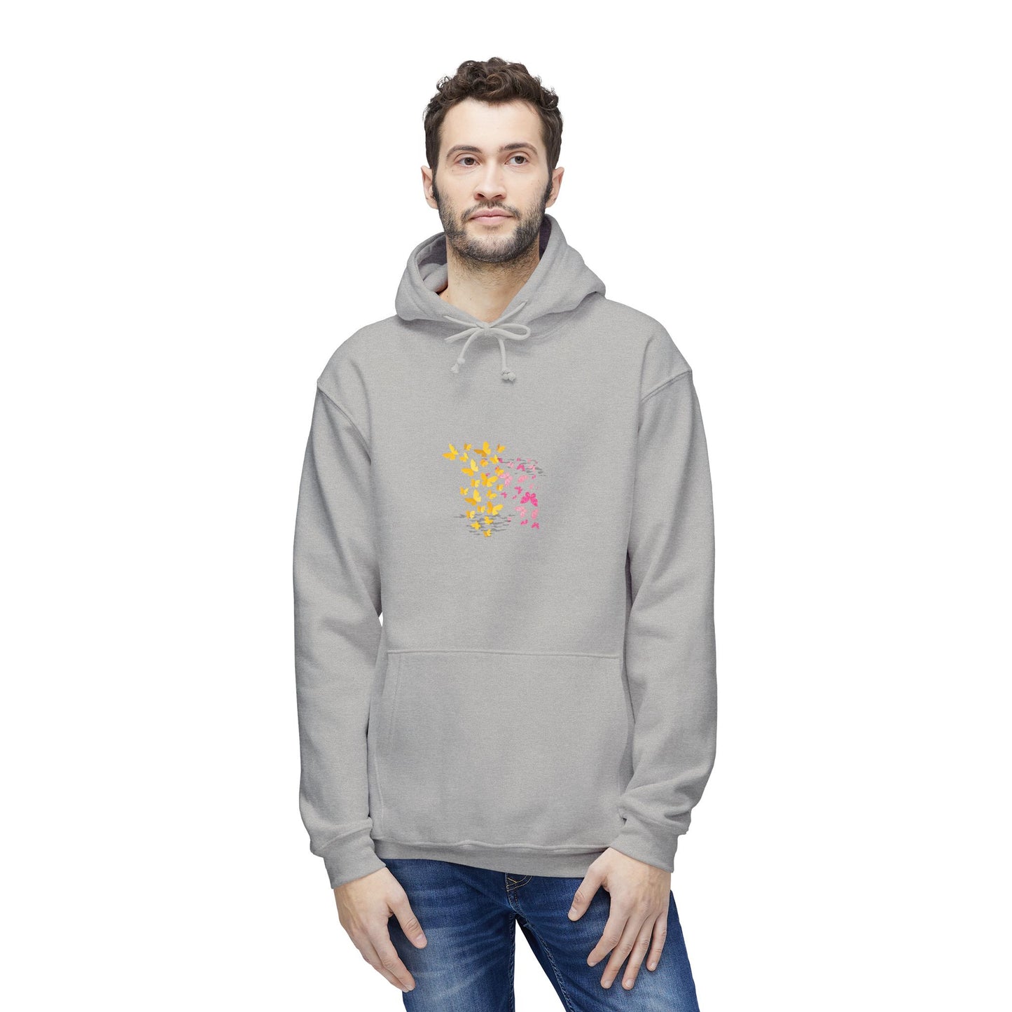 Kay chimba mariposa amarillo unisex hooded sweatshirt made in us - dark ash / s - hoodie